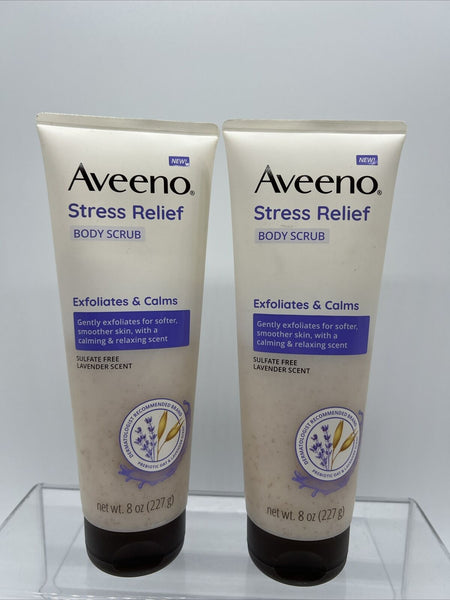 (2) Aveeno Stress Relief Lavender Exfoliating & Calms Body Scrub  8oz