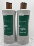(2) RAW SUGAR Mens Body Wash Eucalyptus + Cedar Leaf 25oz Invigorating Hydrating