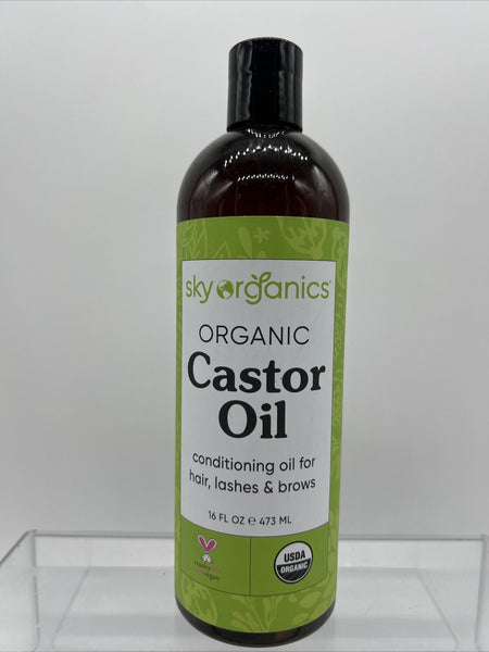 Sky Organics Organic Castor Oil 16oz. Hair Lashes Brows Conditioner USDA Organic