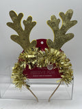 (2) Pack Party Light Up Antler Merry Christmas Novelty Headband Gold Couples
