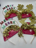 (4) Family Party Light Up Antler Merry Christmas Novelty Headband Gold Couples