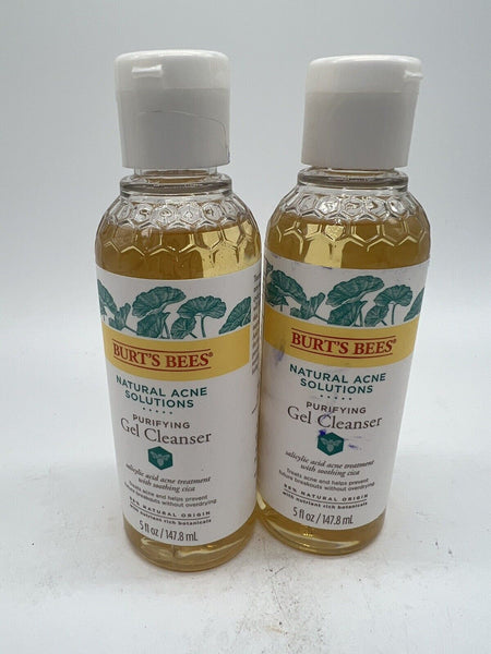 (2) Burt's Bees Natural Solutions Purifying Gel Cleanser Clear Blemishes 5 oz