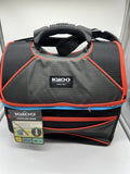 Igloo Playmate Gripper Cooler Red Bag Duel Compartment Zipper Black Lunch