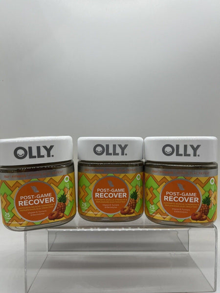 (4) OLLY Post-Game Recover, Pineapple Punch, 25 Gummies x 37/24