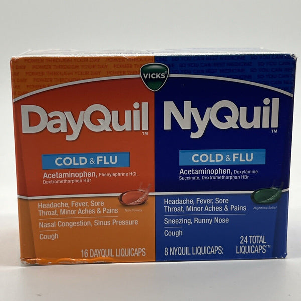 DayQuil & NyQuil COLD & FLU LiquiCaps, 24 Total Capsules 9/26 COMBINESHIP