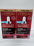 (2) L'Oreal Revitalift Derm 10% Pure Glycolic Acid Serum Fragrance Free .5oz=1oz