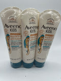 (3) Aveeno Kids Face and Body Gel Creme Lotion SensitiveSkin, 8 oz