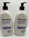 (2) Aveeno Stress Relief Moisturizing Lotion Calm Relax Lavender Big Pump 18oz