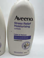 (2) Aveeno Stress Relief Moisturizing Lotion Calm Relax Lavender Big Pump 18oz