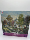 Serenity Chapel 1000 Pieces Thomas Kinkade 26"x19" Ceaco Puzzle Bonus Poster
