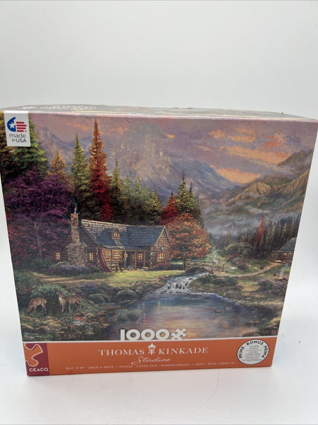 Sierra Paradise 1000 Pieces Thomas Kinkade 26"x19" Ceaco Puzzle Bonus Poster