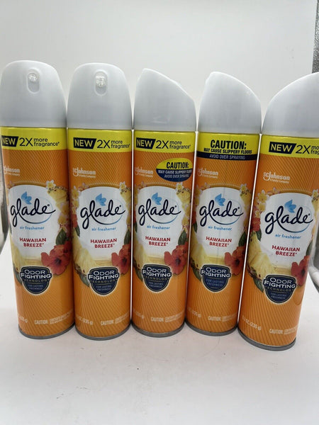 (5) Glade Hawaiian Breeze Aerosol Room Spray Air Freshener Mist 8 oz