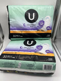(2) U BRAND VALUE SIZE U by Kotex Clean & Secure overnight maxi pads 30 Ct