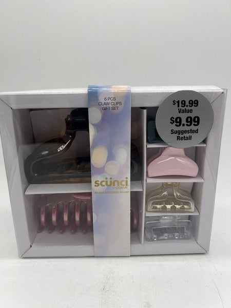 Scunci 6pc Jaw Claw Hair Clip Gift Set Pink Black Clear Small Medium COMBINESHIP