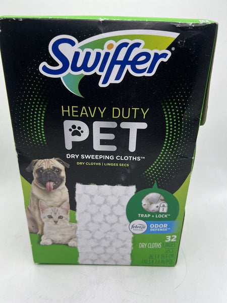 Swiffer Sweeper Pet Heavy Duty Dry Cloth Refills Febreze Dog Cat Hair  32  Ct