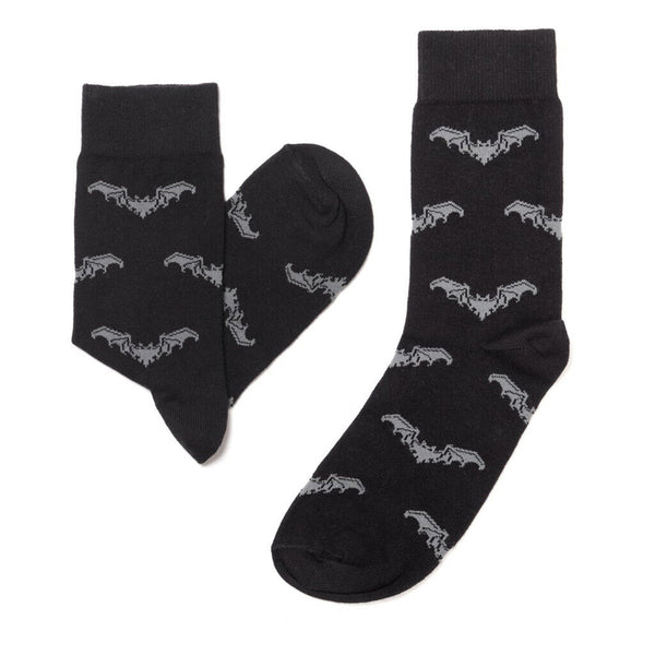 Alchemy Gothic SOX003 - Gothic Bat Socks Grey Black S/M or M/L