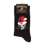 Alchemy Gothic SOX002 The Alchemist Christmas Crew Socks Goth Skull S/M or M/L