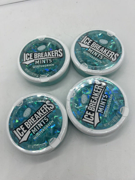 (4) Ice Breakers Wintergreen Sugar Free Mints Tin 1.5 oz