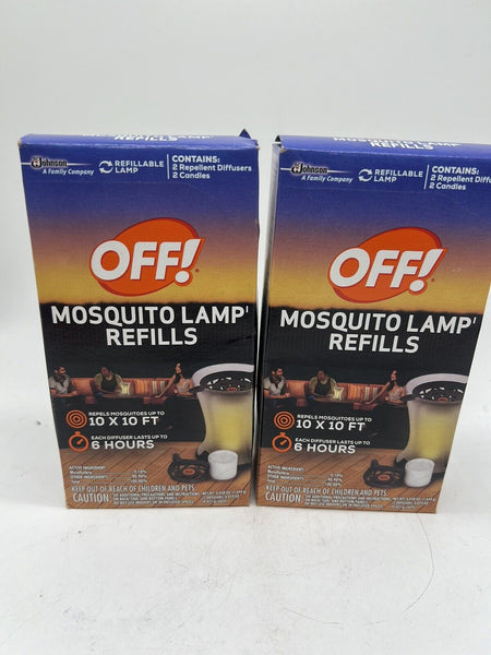 (2) Off! Mosquito Lamp Repellent Refill 2x Diffusers 2x Candles Each 6hr Patio