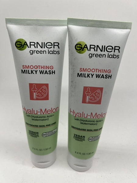 (2) Garnier Hyalu-Melon Smoothing Milky Cleanser w/Hyaluronic Acid 4.4oz