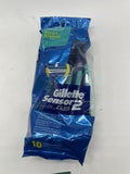 Gillette Sensor 2 Plus Pivoting Head Disposable Razors Men Clean Shave 10 Pack