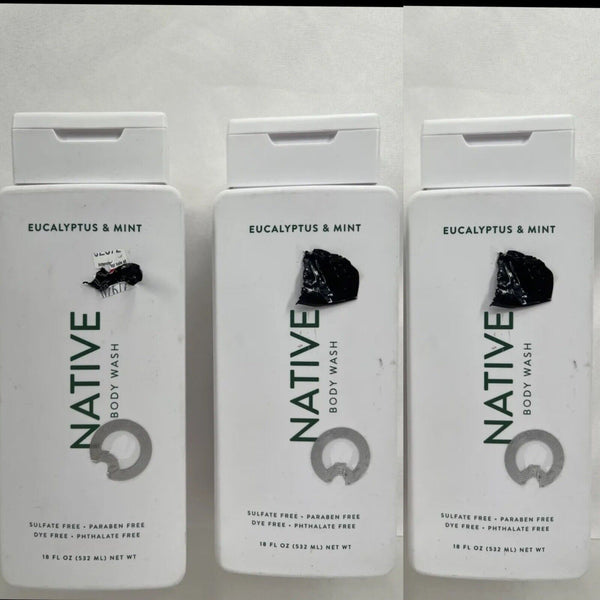 (3) Native Body Wash Eucalyptus & Mint Sulfate /Paraben Dye Free  Men Women 18oz