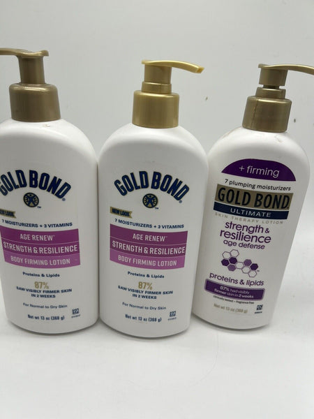 (3) Gold Bond Age Renew Strength & Resilience Hand Body Lotion Nourish 13oz