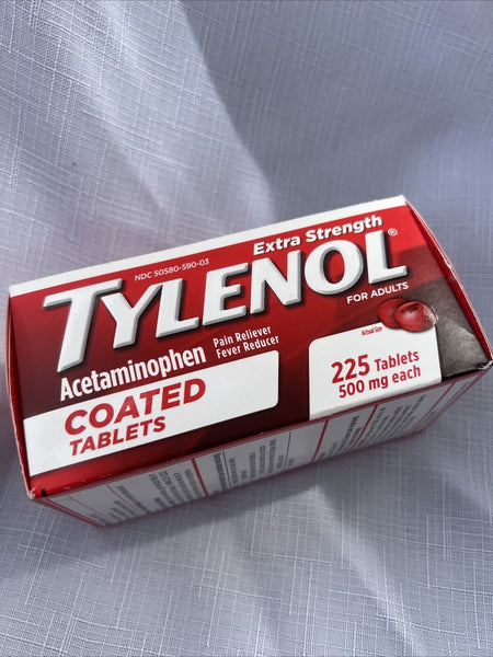 Tylenol Extra Strength Coated Tablets For Adults, 225 Count 10/24 COMBINESHIP