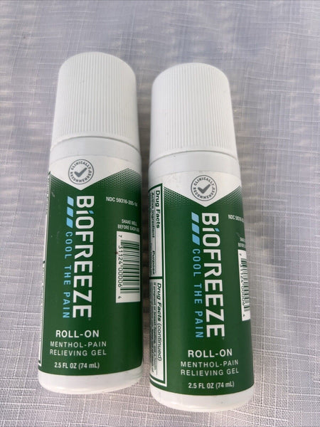(2) Biofreeze Roll-On Fast Acting Menthol Pain Relief 2.5 fl oz. 11/25