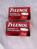 (2) Tylenol Extra Strength 500mg 24 Caplets Each Purse Travel 3/27+