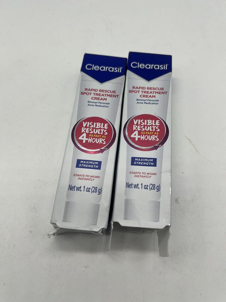 (2) Clearasil  Spot Treatment Creme Rapid Rescue Maximum Strength Medication 1oz