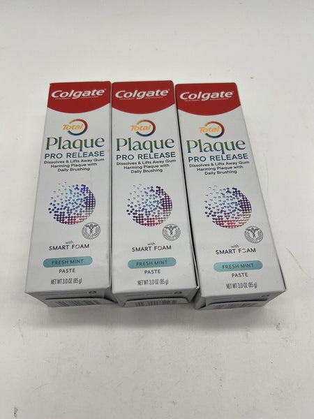 (3) Colgate Total Plaque Pro Release Toothpaste Whiten Smart Foam-Fresh Mint-3oz