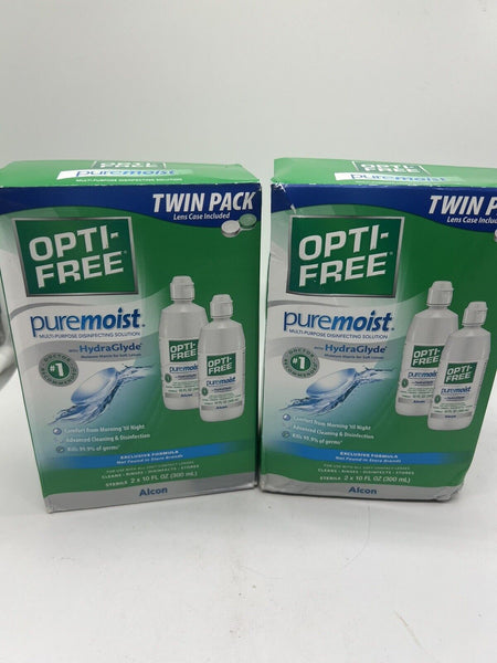 (2) Opti-Free Pure Moist Contact Lens Solution Twin Pack 4x 10 oz Total