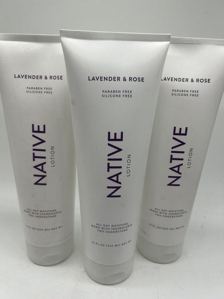 (3) Native Body Lotion Lavender + Rose Paraben& Silicone-Free 12oz COMBINE SHIP!