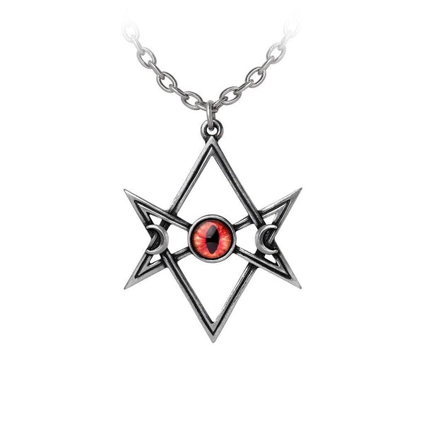 Alchemy Gothic P947 - Unicursal Hex Pendant Necklace Hexagram Devil Eye Moon