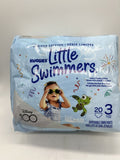 (12) ASSORTED SIZE 3/4/5/6 HUGGIES Little Swimmers Disney 16-35lb 204ttl Diapers