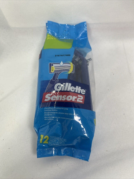 12 Pack of Gillette Sensor2 Disposable 2 Blade Razors With Lubrastrip And Pivot