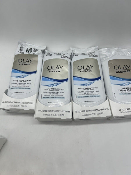 (4) Olay Cleanse Gentle Facial Cloths Fragrance Free 30 Count Towelette Wipes