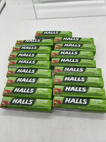 (17) HALLS Defense Assorted Citrus Vitamin C Drops Pocket Packs 9 Drops 153total