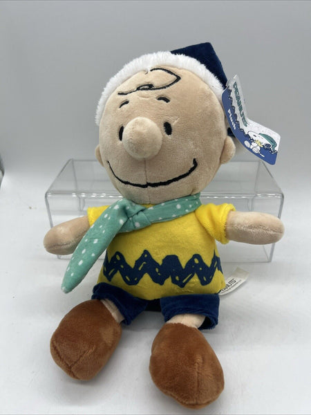 PEANUTS Christmas Charlie Brown Blue Scarf  Hat Winter Holiday Plush 11" Tall