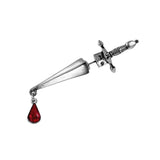 Alchemy Gothic E257  Cesare's Veto Earring single stud Sword Crystal Red