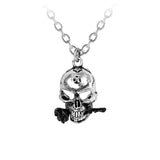 Alchemy Gothic P26  The Alchemist Pendant Necklace Skull Black Rose in Mouth