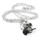 Alchemy Gothic P26  The Alchemist Pendant Necklace Skull Black Rose in Mouth