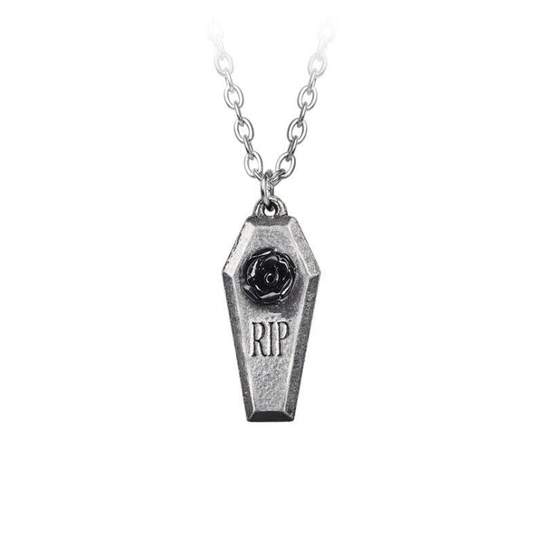 Alchemy Of England P881 - RIP Rose Coffin Necklace Gothic Pendant