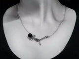 Alchemy P839 Love Never Dies Necklace Gothic Pendant England Black Rose IN Hand