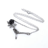 Alchemy P839 Love Never Dies Necklace Gothic Pendant England Black Rose IN Hand