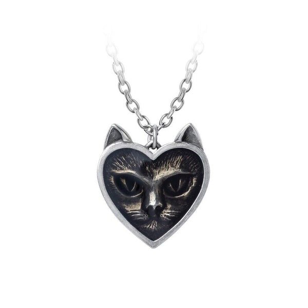 Alchemy Of England P884 - Love Cat Heart Necklace Gothic Pendant
