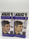 (2) Just for Men T-35 MEDIUM BROWN Touch of Gray No Mix Comb-In Root Hair Color