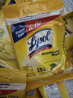 (10) Lysol To Go Disinfecting Wipes  Lemon Lime Scent 15 Per Pack Car Travel