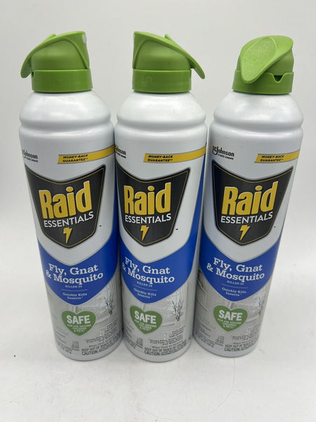(3) Raid Essentials Fly,  Gnat & Mosquito Killer Aerosol Spray  Child & PET